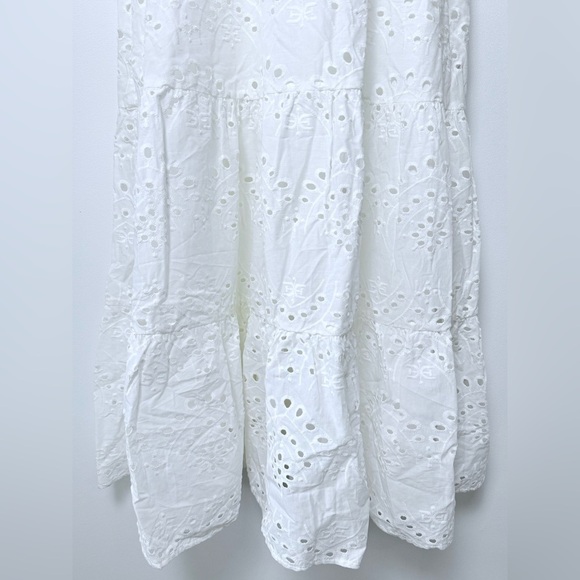 Sam Edelman Ivory White Eyelet Collared Maxi Dress Women size 6 lined Wedding - Picture 6 of 14